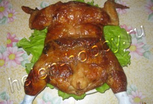 Курица фаршированная блинами